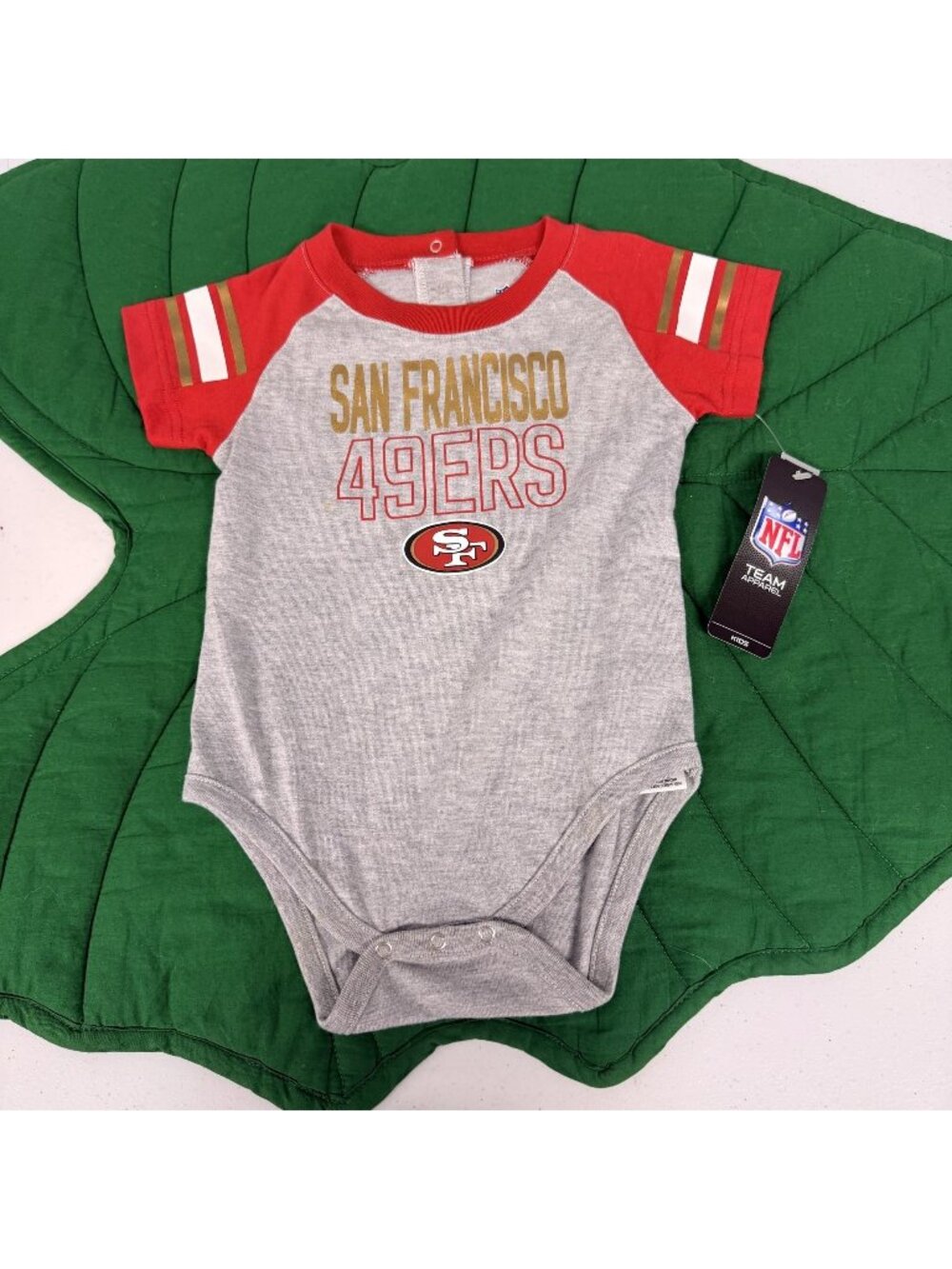 NFL San Francisco 49ers Infant Bodysuit 24M Red Grey Raglan Onesie NWT